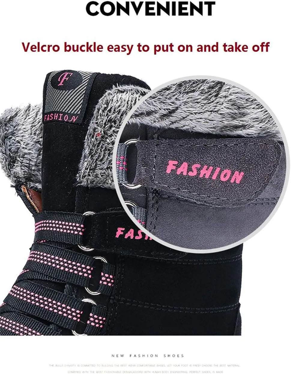 Womens Snow Boots Winter Fur Lined Warm Ankle Boots Lace up Anti-Slip Shoes for Outdoor Walking Hiking Trekking