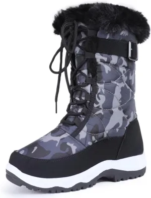 Women's Snow Boots Winter Water-Resistant Fur Lined Frosty Warm Snow Boots U120WMX005-Black Camo-39