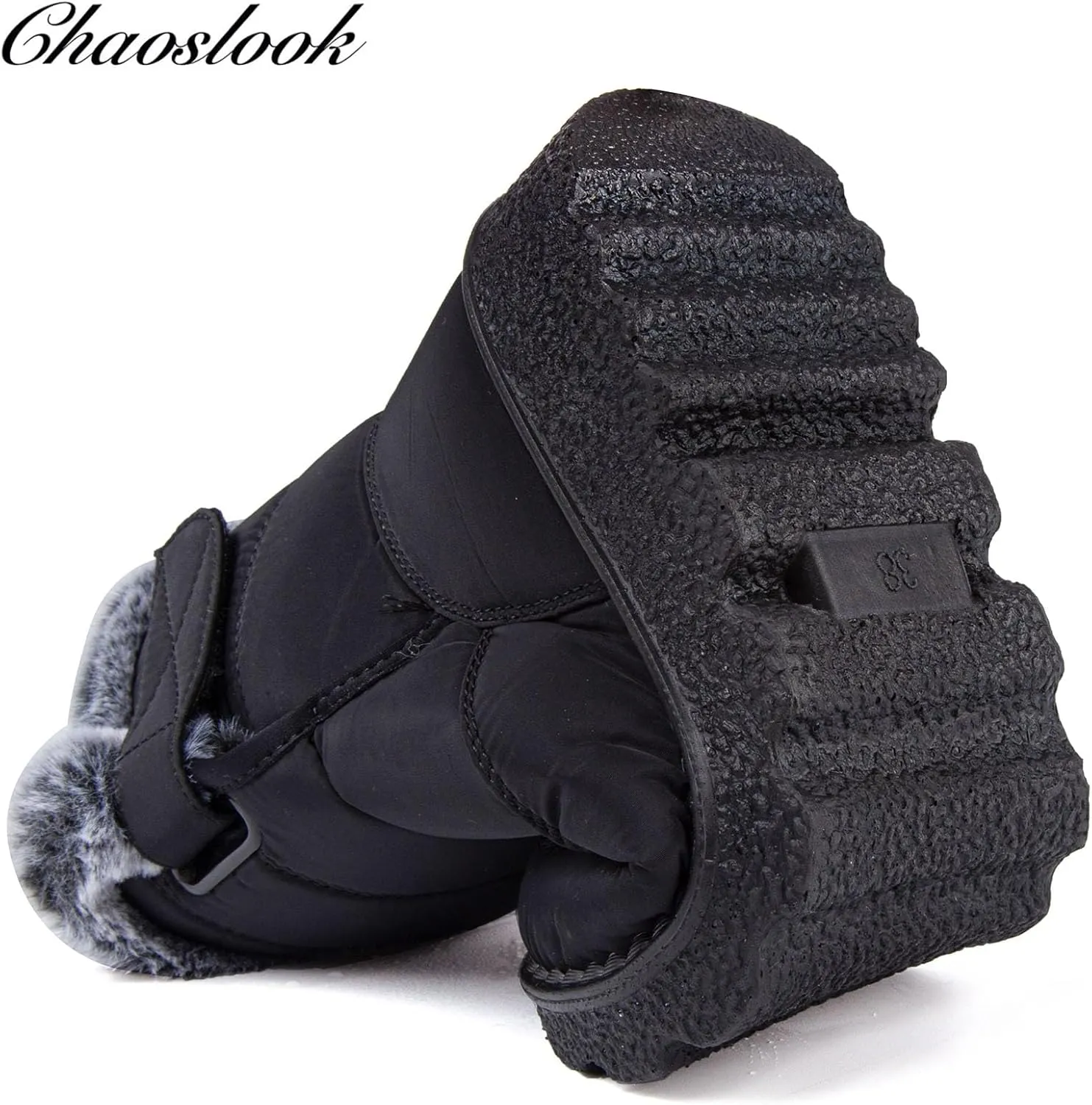 Womens Snow Boots with Zipper Waterproof Leather Fur Lined Winter Warm Boots for Women Comfortable Platform Fashion Ankle Booties