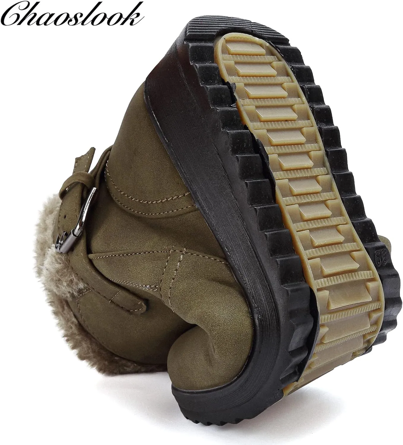 Womens Snow Boots with Zipper Waterproof Leather Fur Lined Winter Warm Boots for Women Comfortable Platform Fashion Ankle Booties