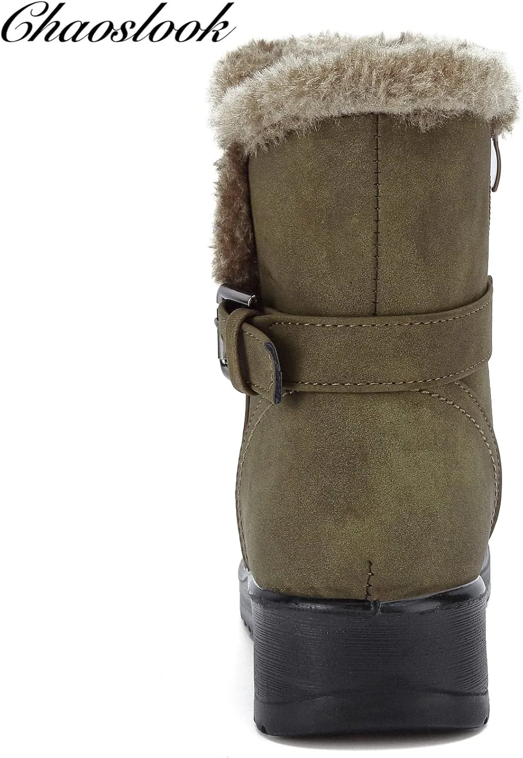 Womens Snow Boots with Zipper Waterproof Leather Fur Lined Winter Warm Boots for Women Comfortable Platform Fashion Ankle Booties