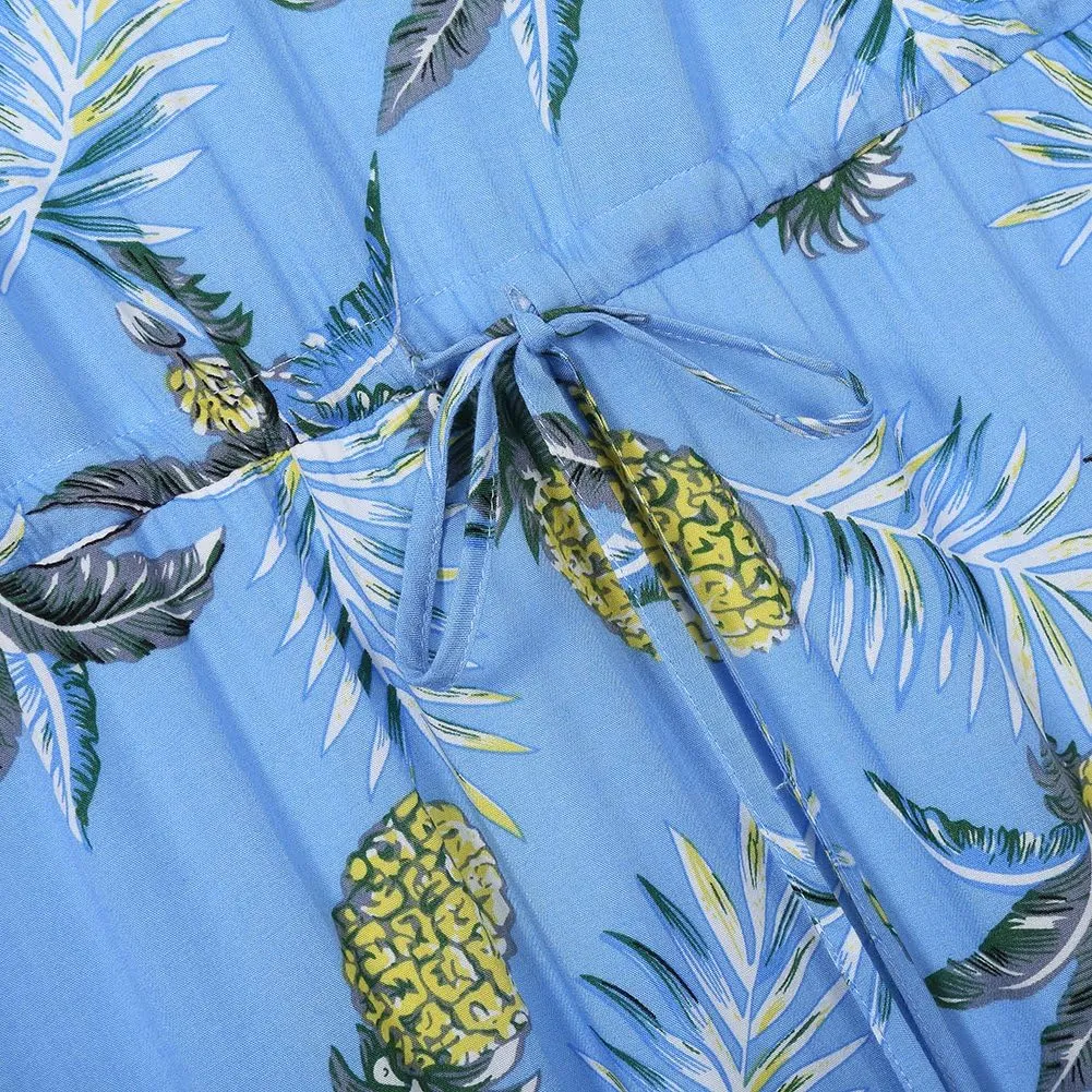 Women's Strap Maxi Hawaiian V Neck Floral Casual Beach Dresses