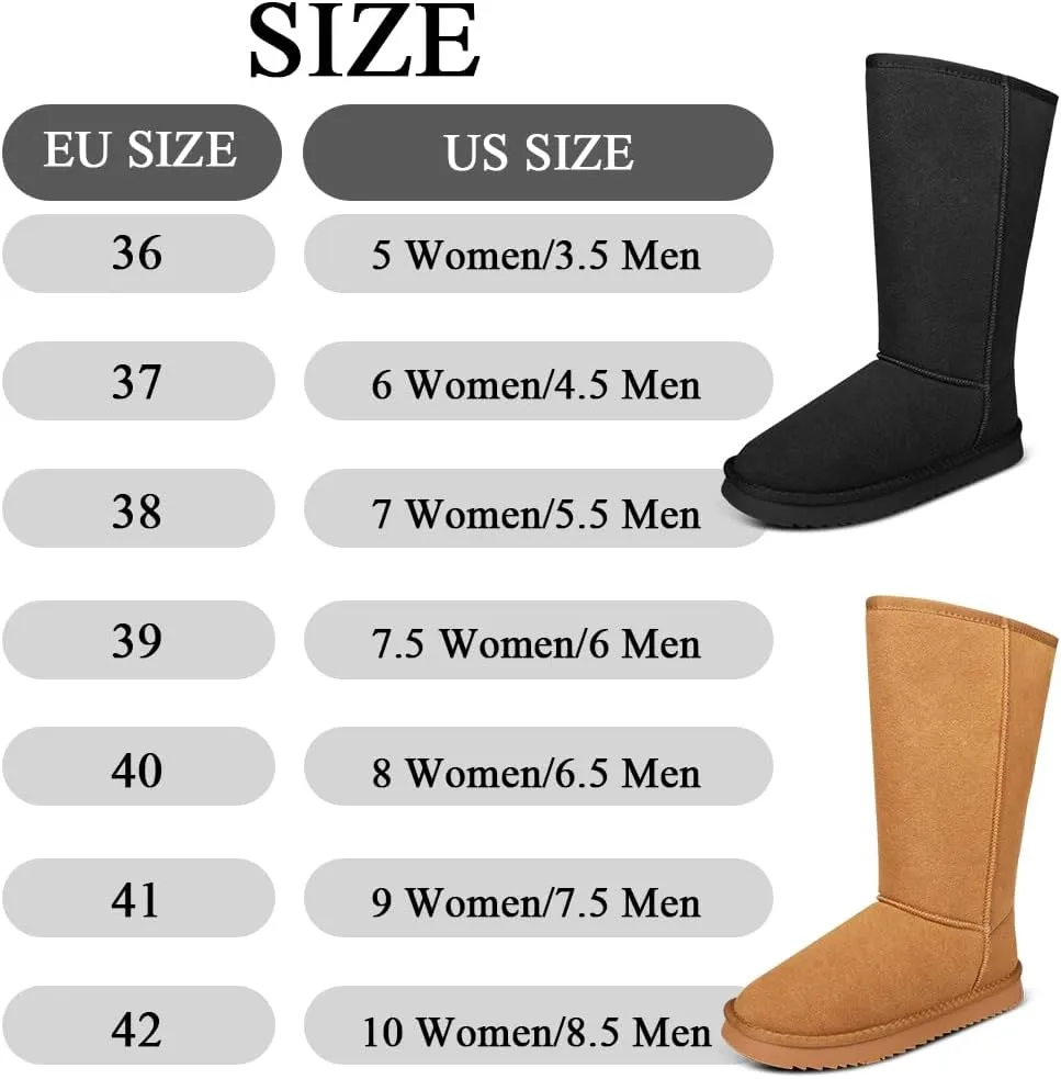 Women's Tall Boots Genuine Suede Winter Tall Boots for Womens Fur Lining Memory Foam Winter Snow Boots Waterproof