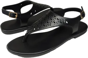 Women's Thong Flat Sandals Casual Wear Cute Gladiator T-Strap and Adjustable Ankle Buckle Beach Sandals