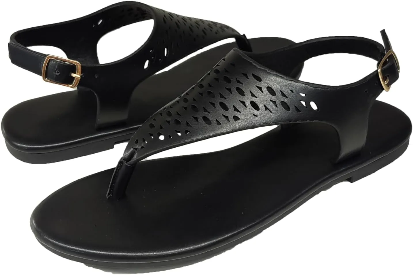 Women's Thong Flat Sandals Casual Wear Cute Gladiator T-Strap and Adjustable Ankle Buckle Beach Sandals