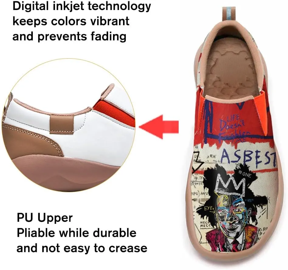 Women's Travel Shoes Walking Slip-Ons Leather Sneakers Art Painted Comfort Soft Casual Loafers