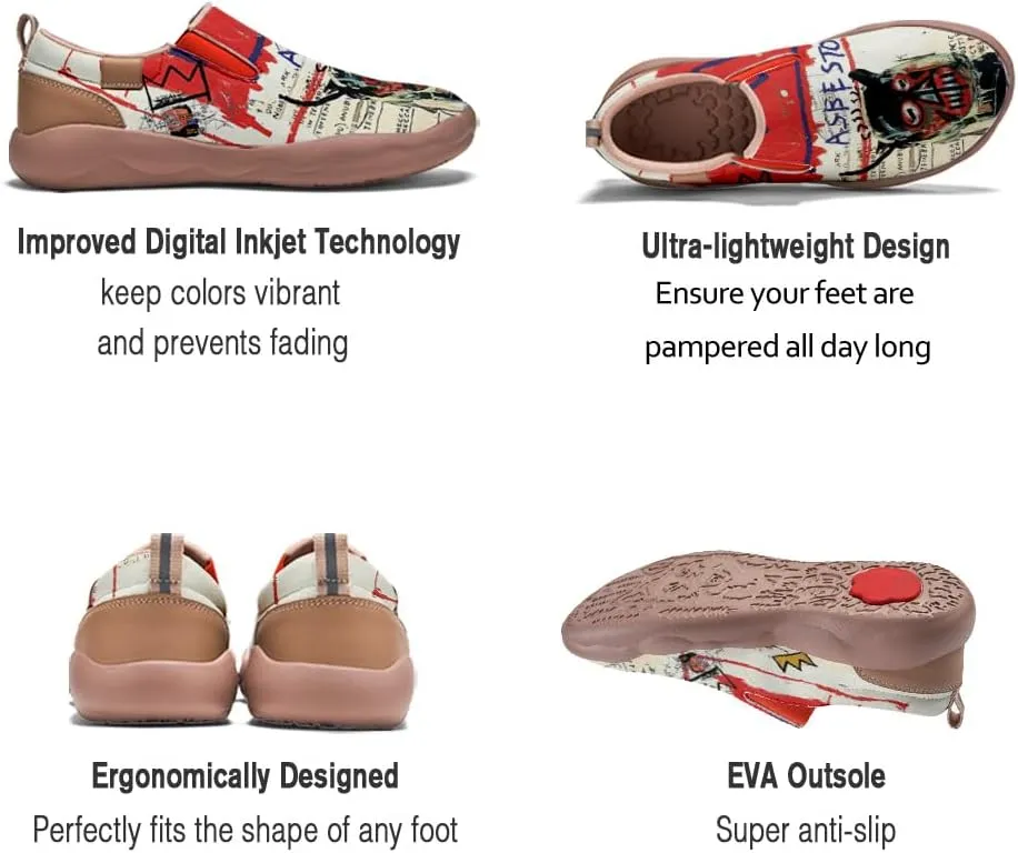 Women's Travel Shoes Walking Slip-Ons Leather Sneakers Art Painted Comfort Soft Casual Loafers
