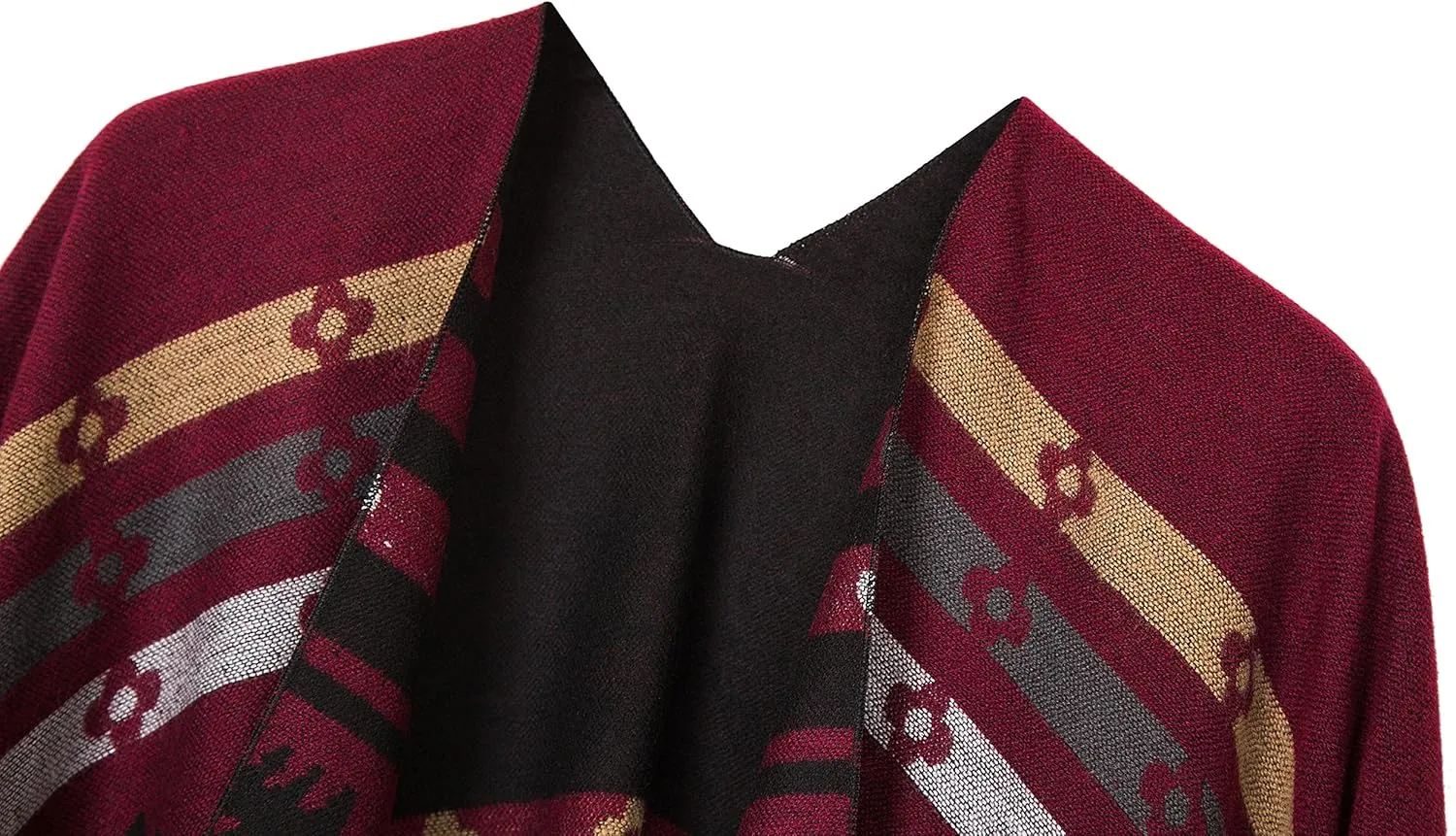 Women's Warm Shawls Wraps Open Front Cardigan Vintage Pattern Poncho Cape Sweater Coat