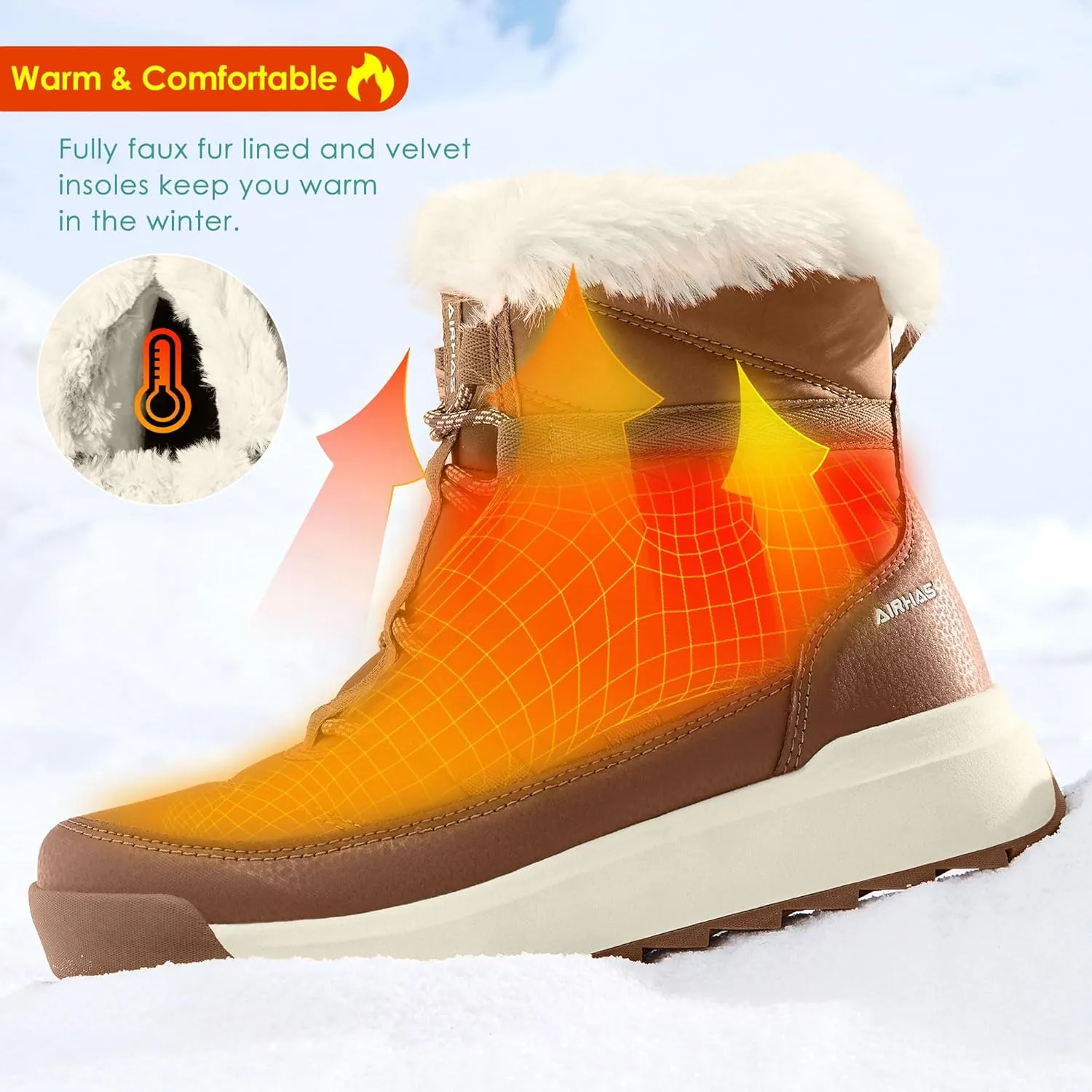 Women's Warm Snow Boots Cold Weather Winter Boots Fur Lined Comfortable Lightweight
