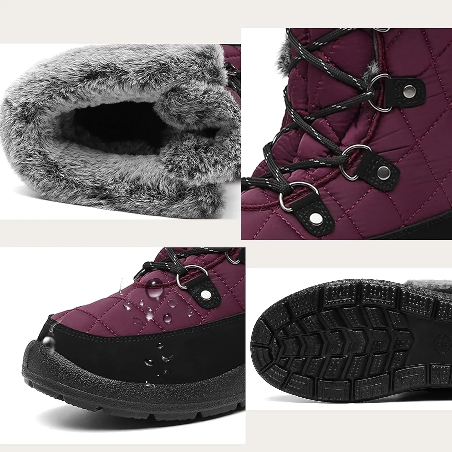Women's Waterproof Winter Snow Boots Warm Insulation Outdoor Cold Weather Boot for Women Lightweight Fur Lined Non Slip