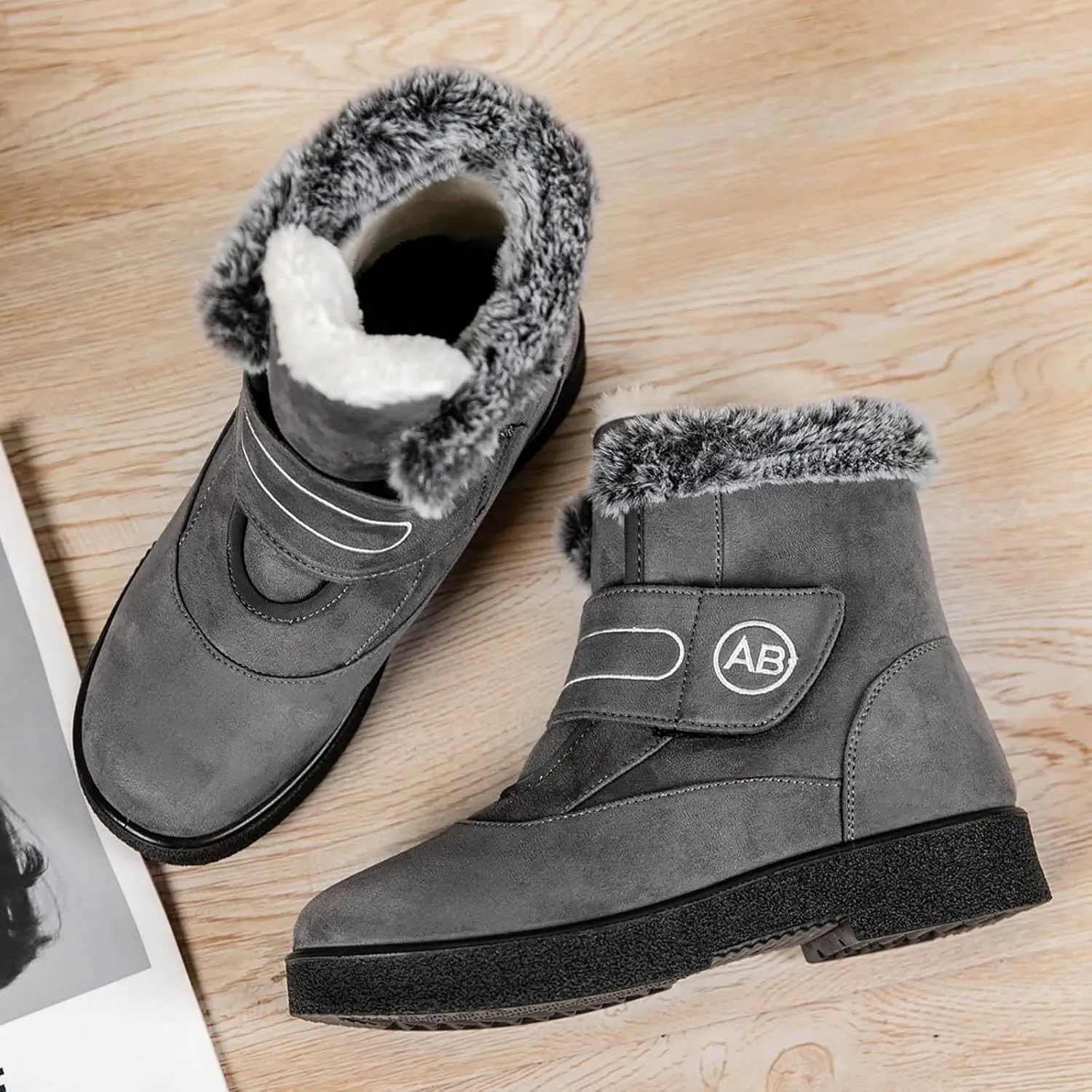 Womens Winter Boots Warm Fur Lined Boots Casual Waterproof Snow Boots Slip On Short Boots for Cold Weather