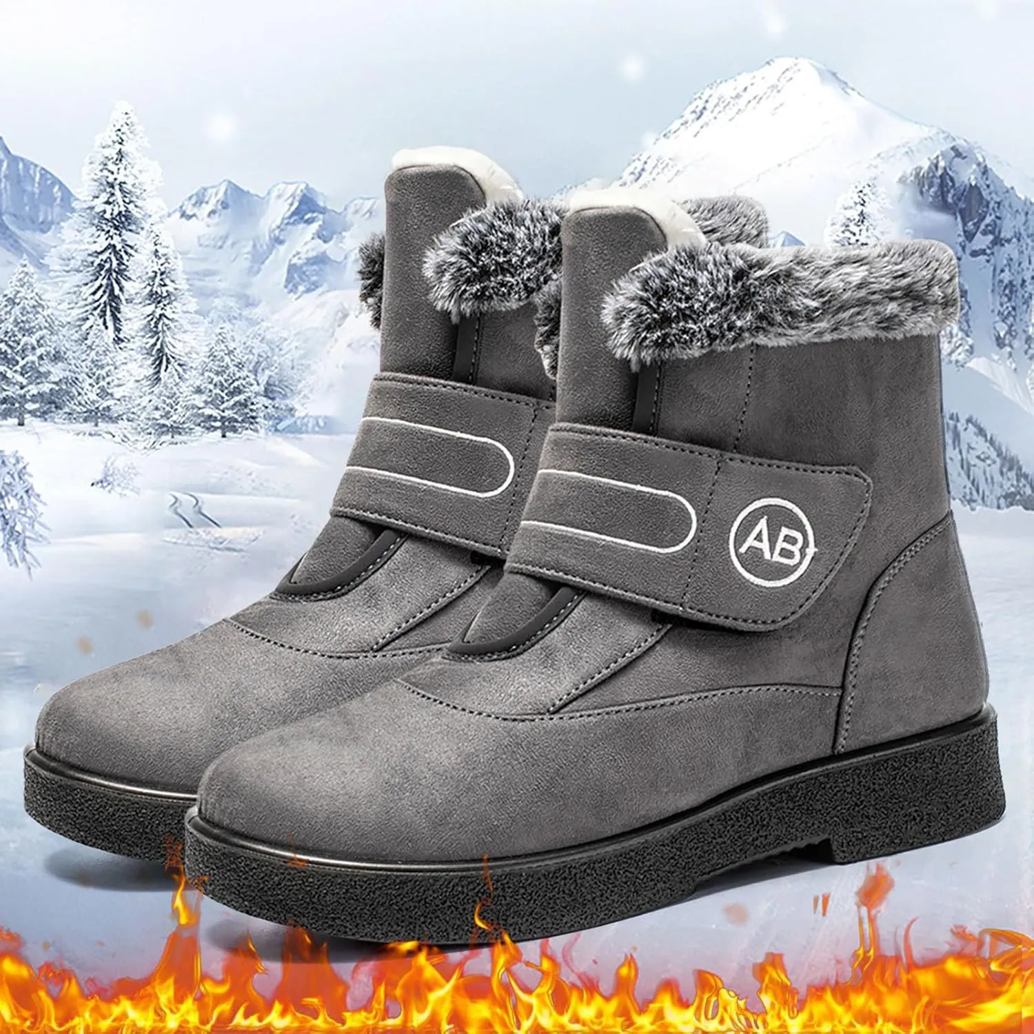 Womens Winter Boots Warm Fur Lined Boots Casual Waterproof Snow Boots Slip On Short Boots for Cold Weather