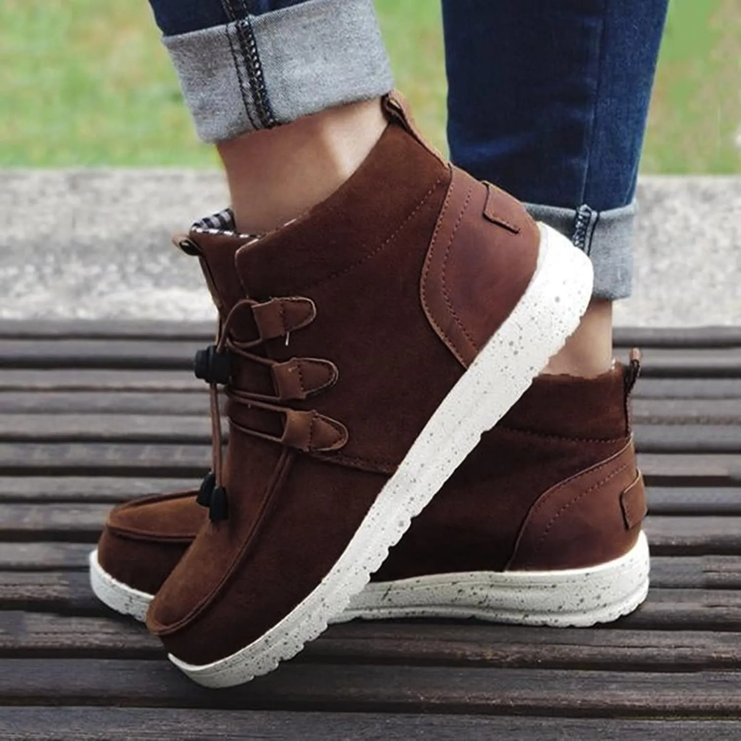 Womens Winter Laced-Front Ankle Boots,Warm Casual Fashion Comfortable Shoes