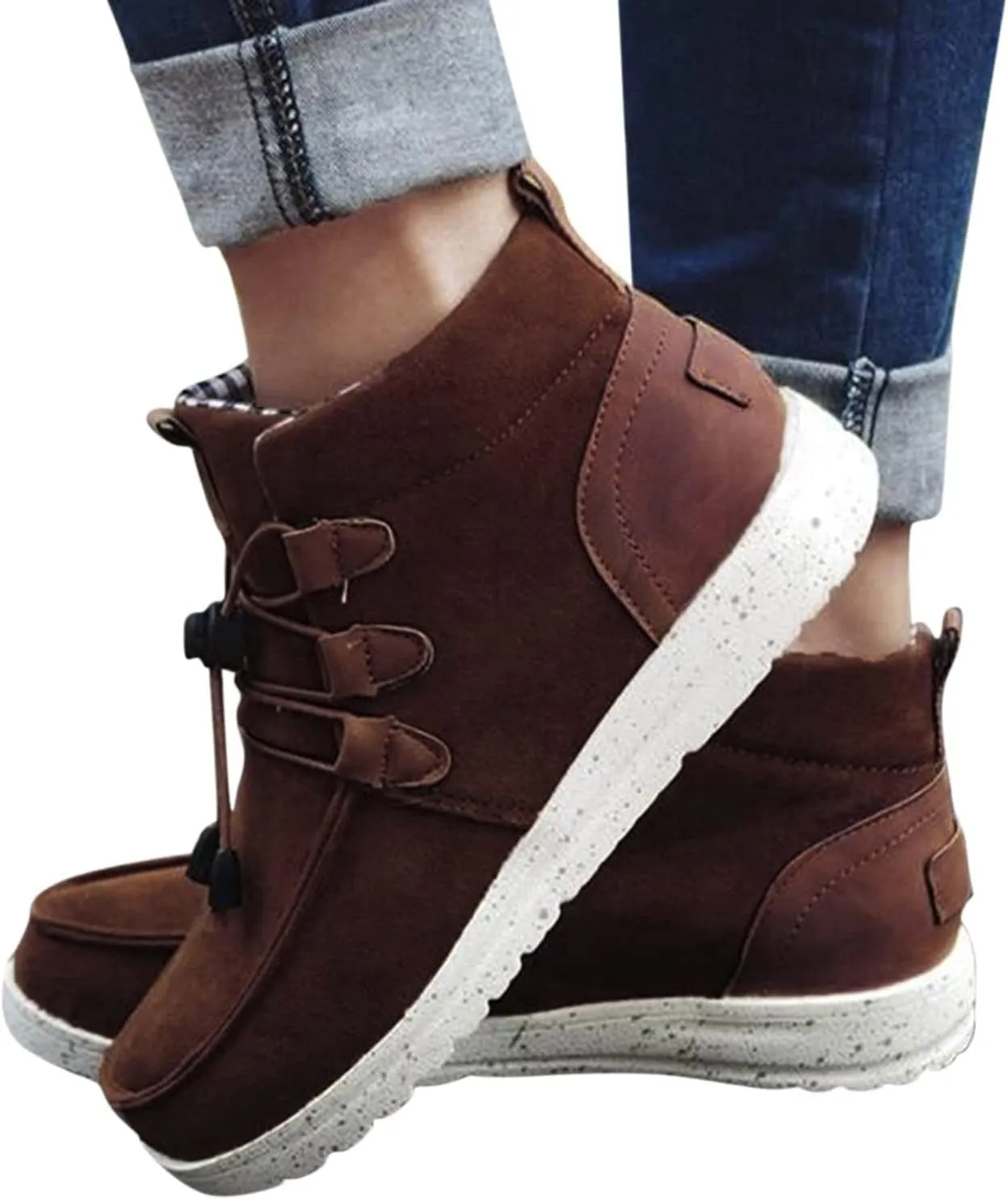 Womens Winter Laced-Front Ankle Boots,Warm Casual Fashion Comfortable Shoes