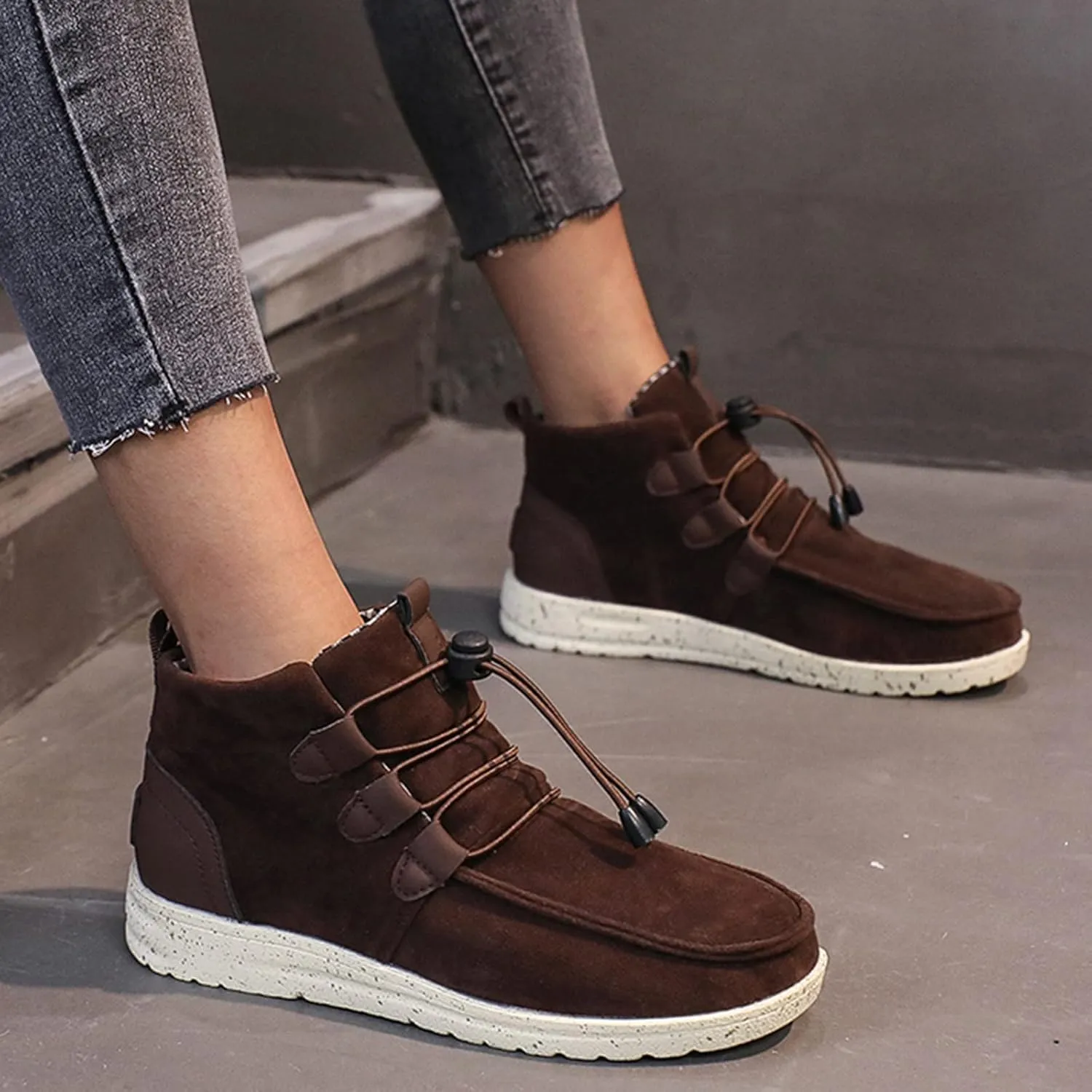 Womens Winter Laced-Front Ankle Boots,Warm Casual Fashion Comfortable Shoes