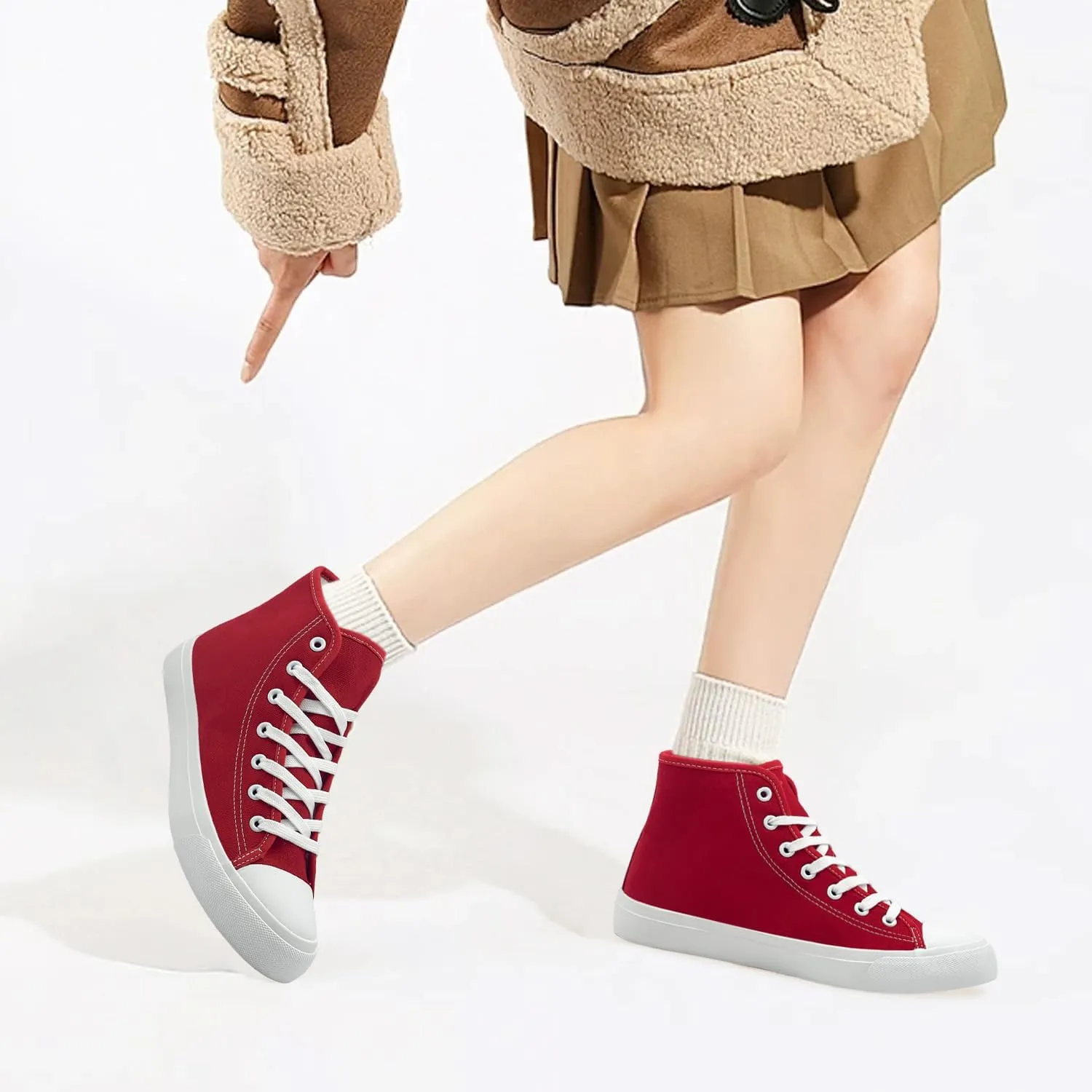 Womens Winter Snow Boots High Top Warm Canvas with Fur Lined Ankle Winter Sneakers