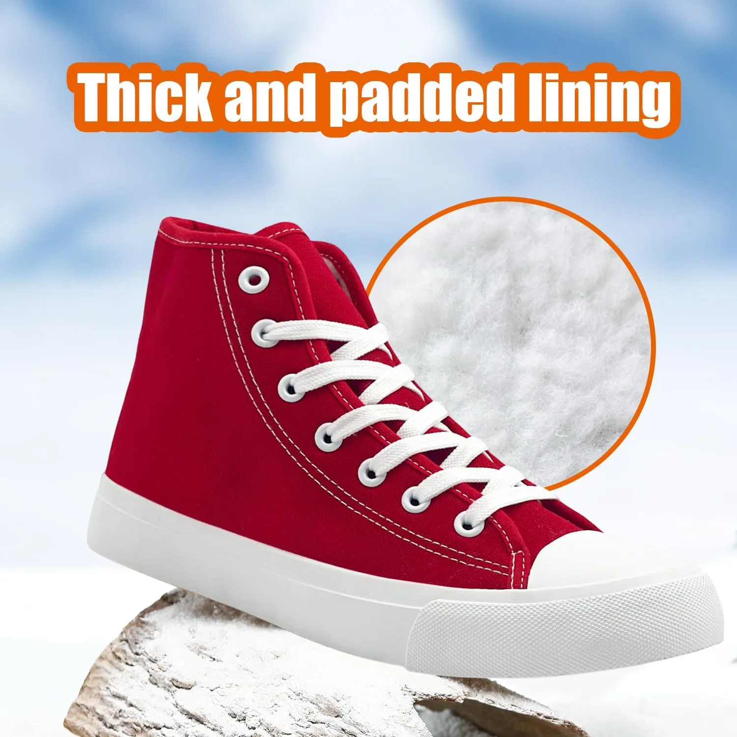 Womens Winter Snow Boots High Top Warm Canvas with Fur Lined Ankle Winter Sneakers