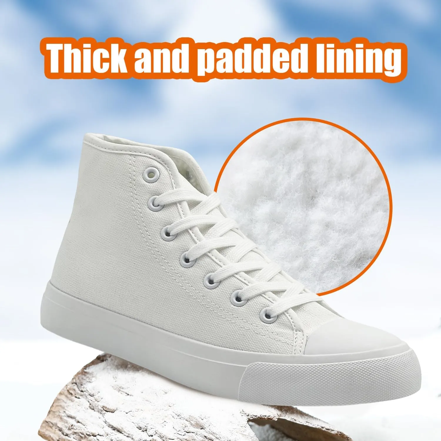 Womens Winter Snow Boots High Top Warm Canvas with Fur Lined Ankle Winter Sneakers