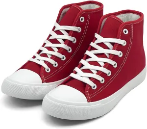 Womens Winter Snow Boots High Top Warm Canvas with Fur Lined Ankle Winter Sneakers