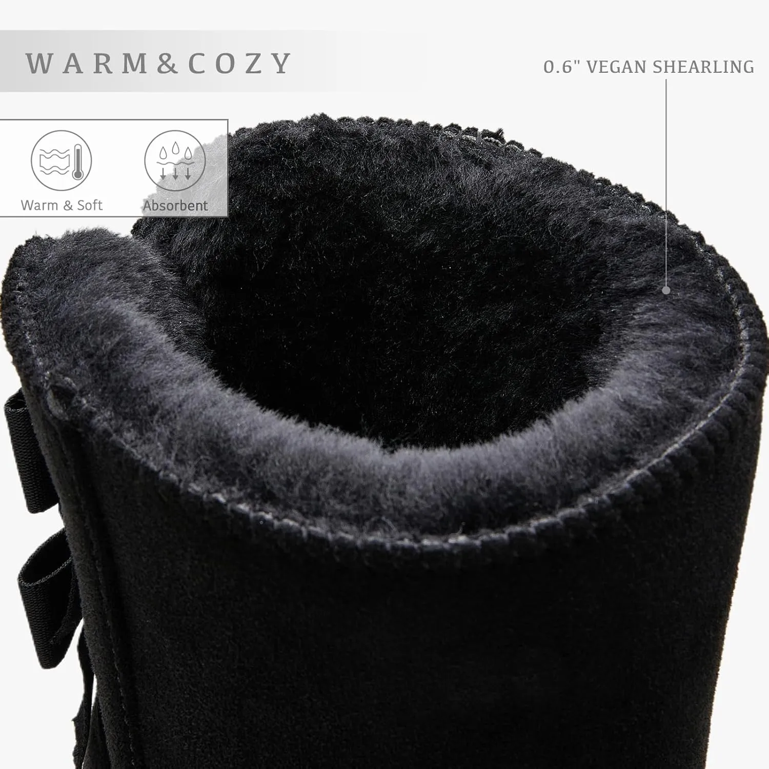 Women's Winter Snow Boots Mid-Calf Faux Suede Slip-On with Soft Faux Fur Lining