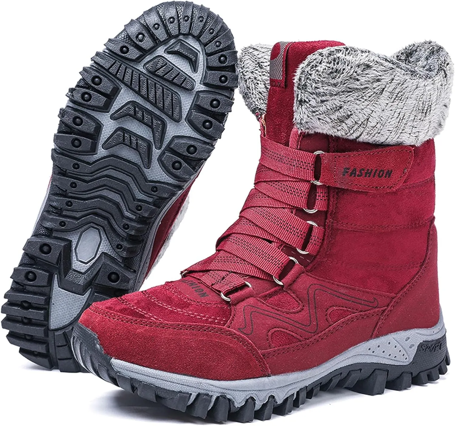 Women's Winter Snow Boots Waterproof Ankle booties Fur Lined Warm Ski Boots Outdoor Hiking Boots Lace Up Short Boots