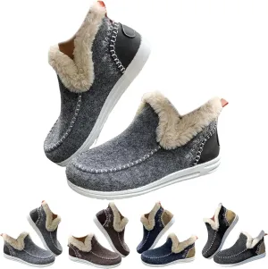 Womens Winter Soft Plush Slip-on Sneakers for Cozy Feet, Warm Cozy Micro Suede Slipper Boots, Non Slip Orthopedic Winter Slippers
