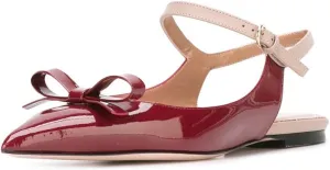 XYD Women Pointed Toe Bows Flats Ankle Strap Open Back Comfortable Ballet Shoes with Bowknots