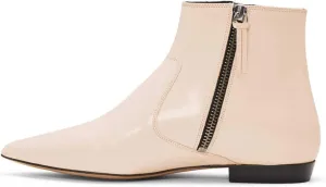 XYD Women's Formal Pointed Closed Toe Flats Ankle Boots Low Heel Booties Office Dress Shoes with Double Side Zippers