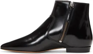 XYD Women's Formal Pointed Closed Toe Flats Ankle Boots Low Heel Booties Office Dress Shoes with Double Side Zippers