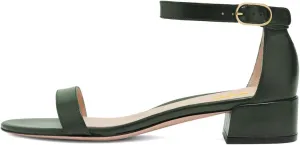 XYD Women's Open Toe Strappy Low Block Heel Sandal Flats Ankle Strap with Buckle Wedding Bridal Dress Shoes