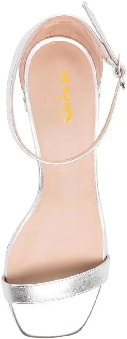 XYD Women's Open Toe Strappy Low Block Heel Sandal Flats Ankle Strap with Buckle Wedding Bridal Dress Shoes