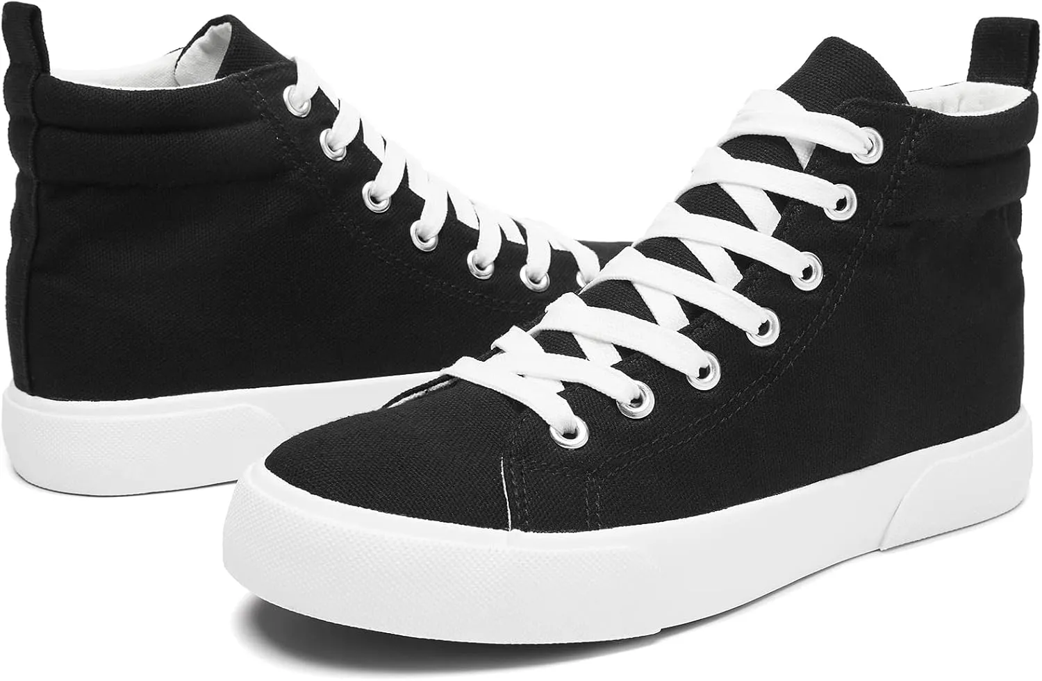 yageyan Womens High Top Canvas Sneakers Fashion Classic Shoes Comfortable White and Black Walking Shoes