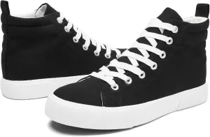 yageyan Womens High Top Canvas Sneakers Fashion Classic Shoes Comfortable White and Black Walking Shoes