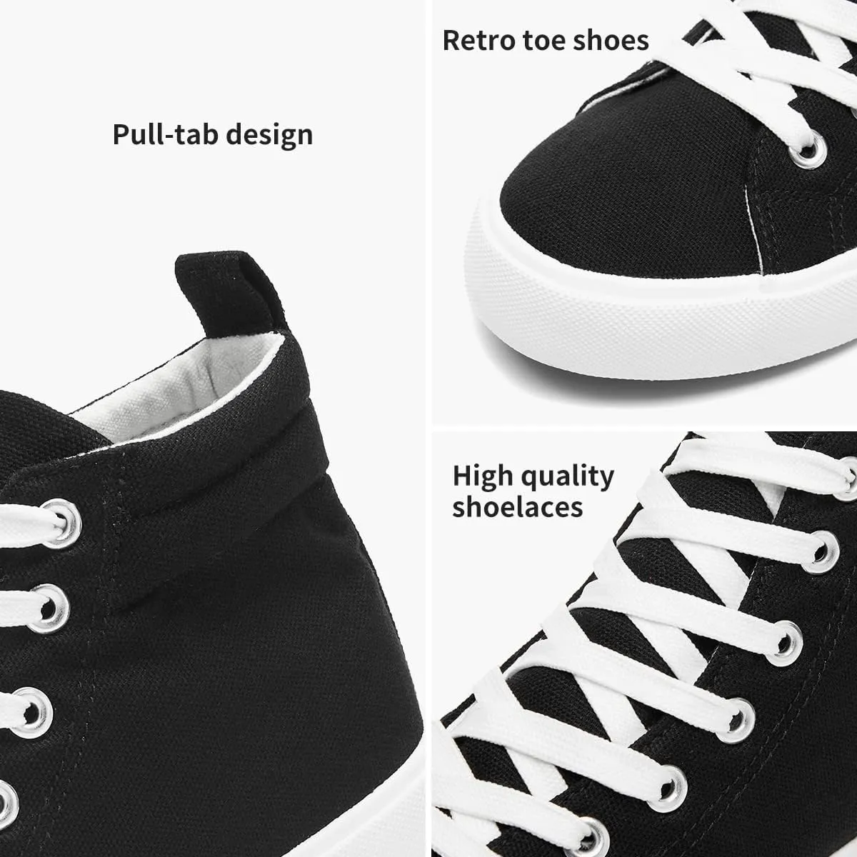 yageyan Womens High Top Canvas Sneakers Fashion Classic Shoes Comfortable White and Black Walking Shoes