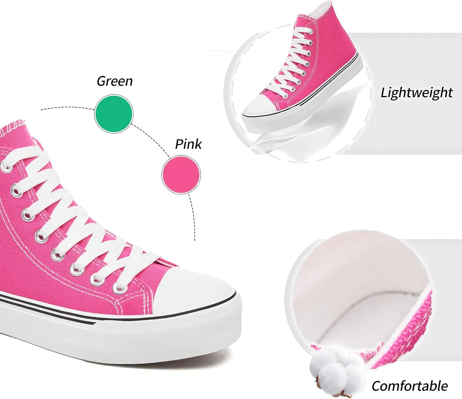 yageyan Womens High Top Canvas Sneakers Lace up Fashion Shoes for Women Casual Classic