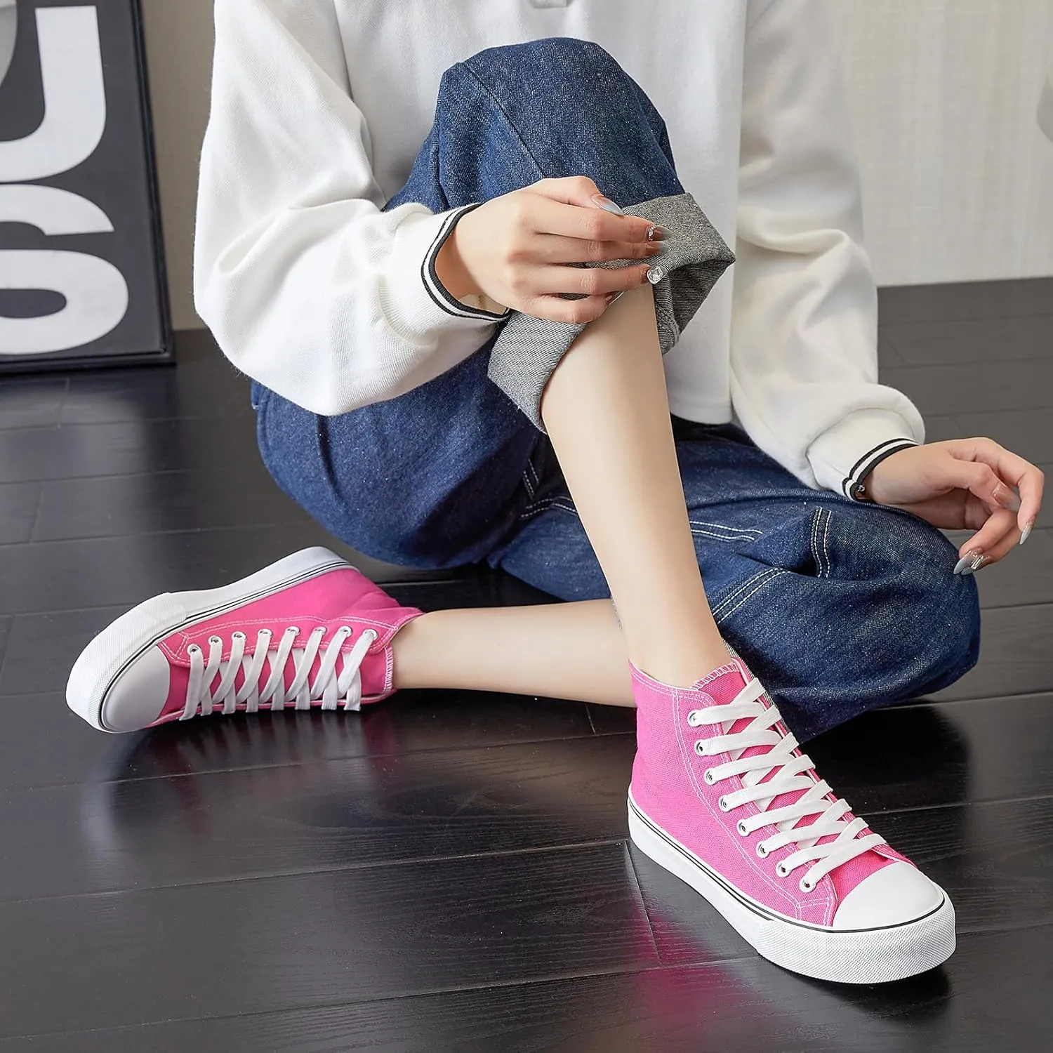 yageyan Womens High Top Canvas Sneakers Lace up Fashion Shoes for Women Casual Classic