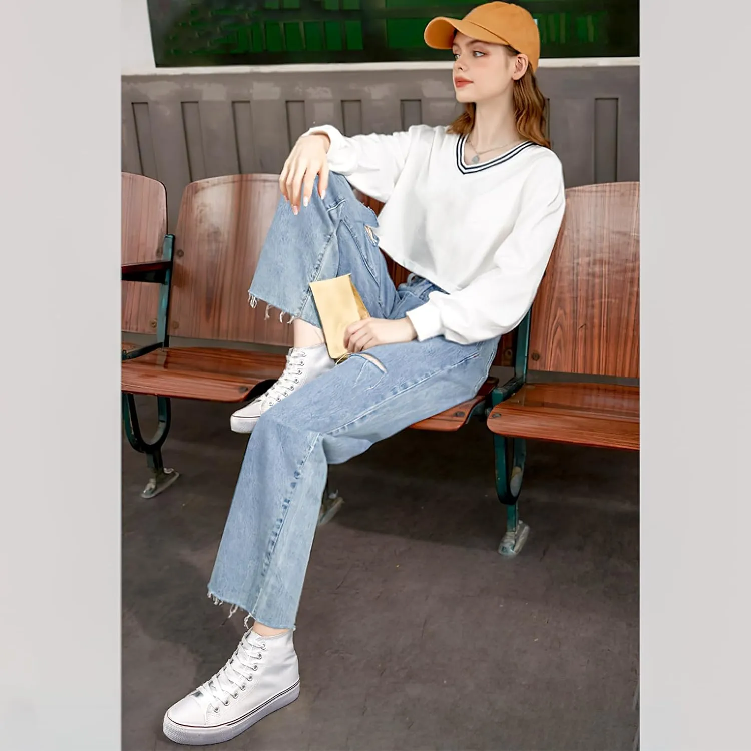 yageyan Womens High Top Canvas Sneakers Lace up Fashion Shoes for Women Casual Classic