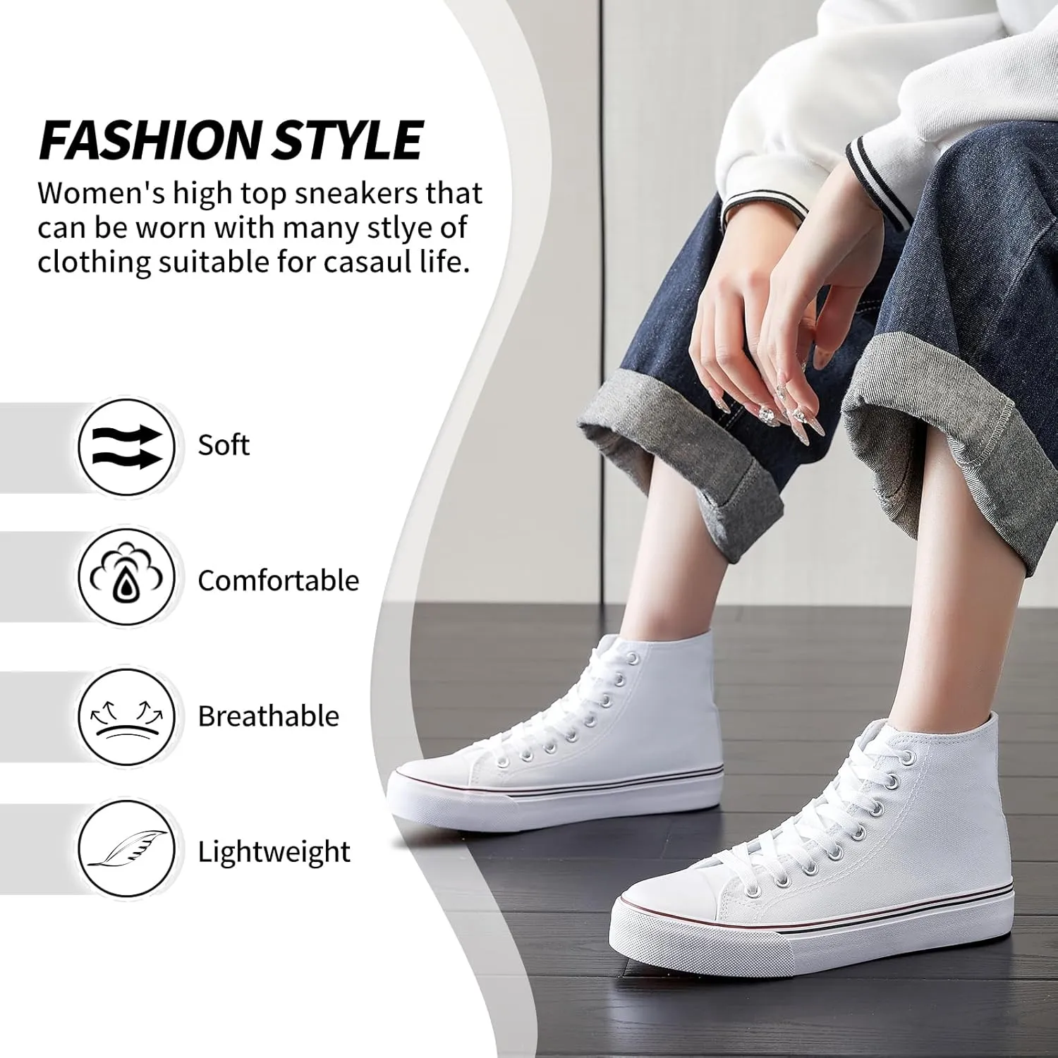 yageyan Womens High Top Canvas Sneakers Lace up Fashion Shoes for Women Casual Classic