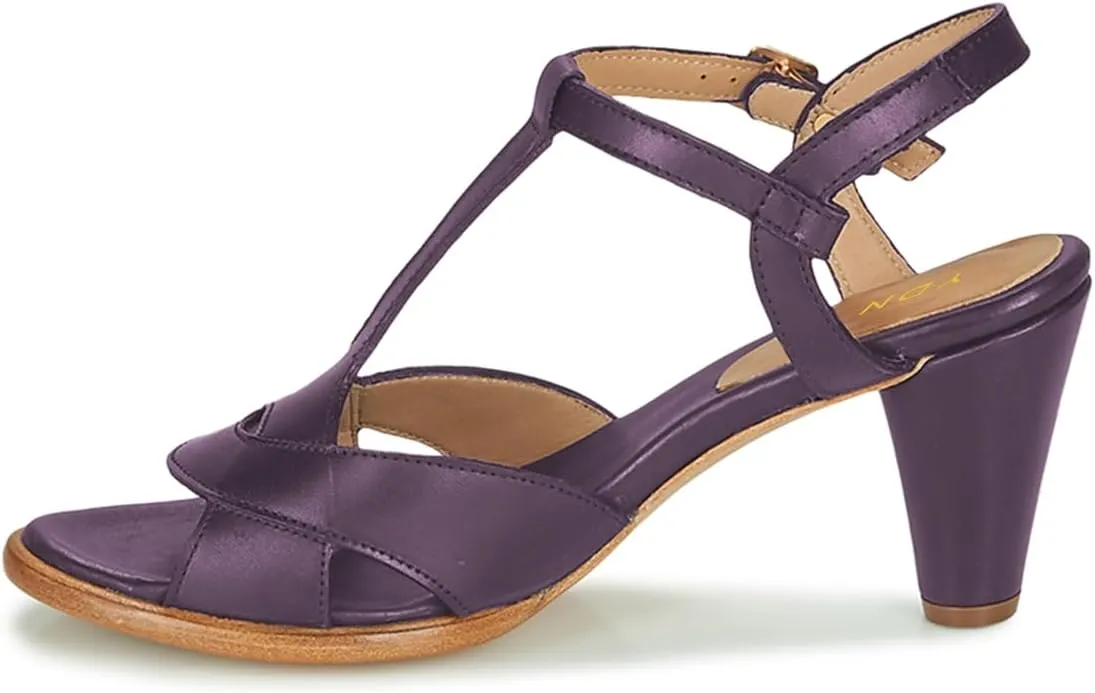 YDN Women Stylish T-Strap Buckle High Heeled Sandals Open Toe Cone Heels Strappy Shoes for Daily Event Dress Size 4-16 US