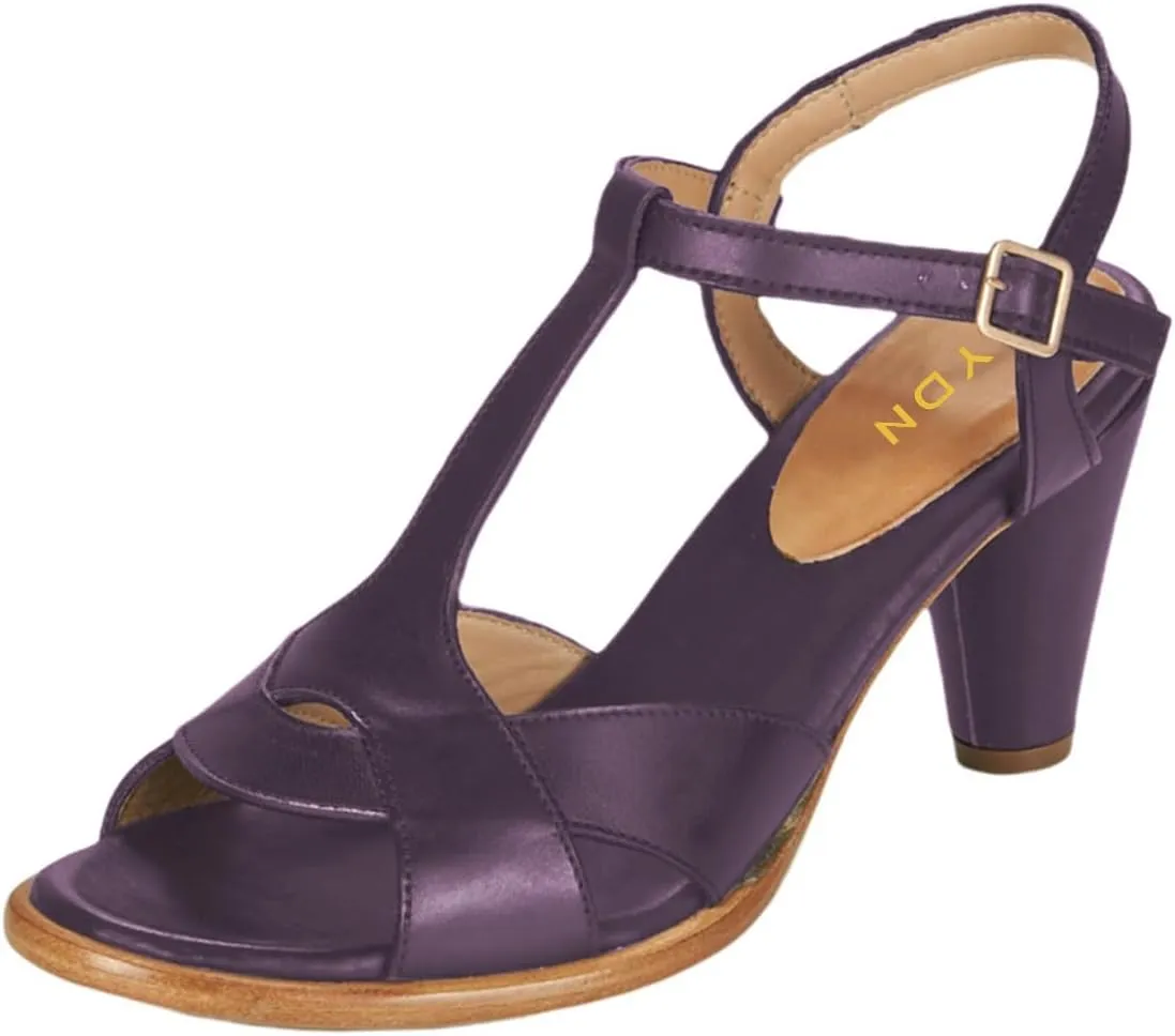 YDN Women Stylish T-Strap Buckle High Heeled Sandals Open Toe Cone Heels Strappy Shoes for Daily Event Dress Size 4-16 US