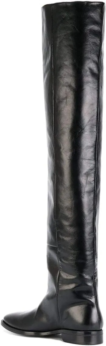 YDN Women Winter Over The Knee Boots Round Toe Flat Heel Riding Boots Pull On Warm Outfit Shoes Size 4-15 US