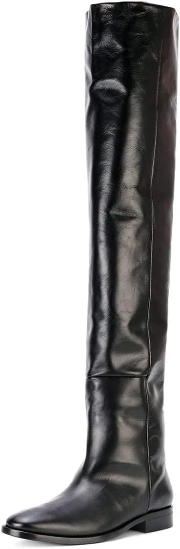 YDN Women Winter Over The Knee Boots Round Toe Flat Heel Riding Boots Pull On Warm Outfit Shoes Size 4-15 US