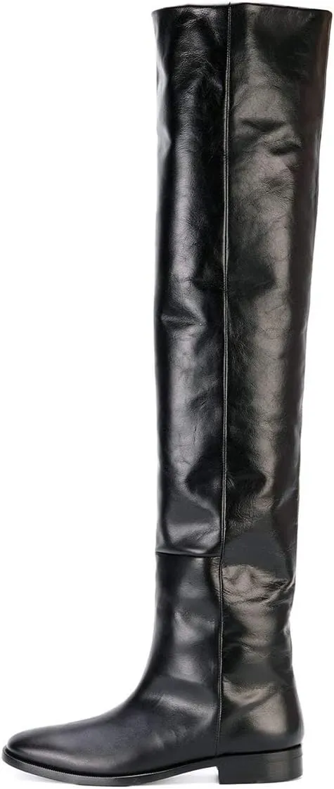 YDN Women Winter Over The Knee Boots Round Toe Flat Heel Riding Boots Pull On Warm Outfit Shoes Size 4-15 US