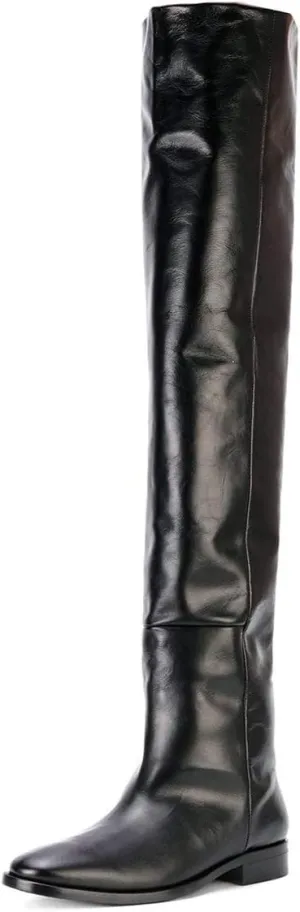 YDN Women Winter Over The Knee Boots Round Toe Flat Heel Riding Boots Pull On Warm Outfit Shoes Size 4-15 US