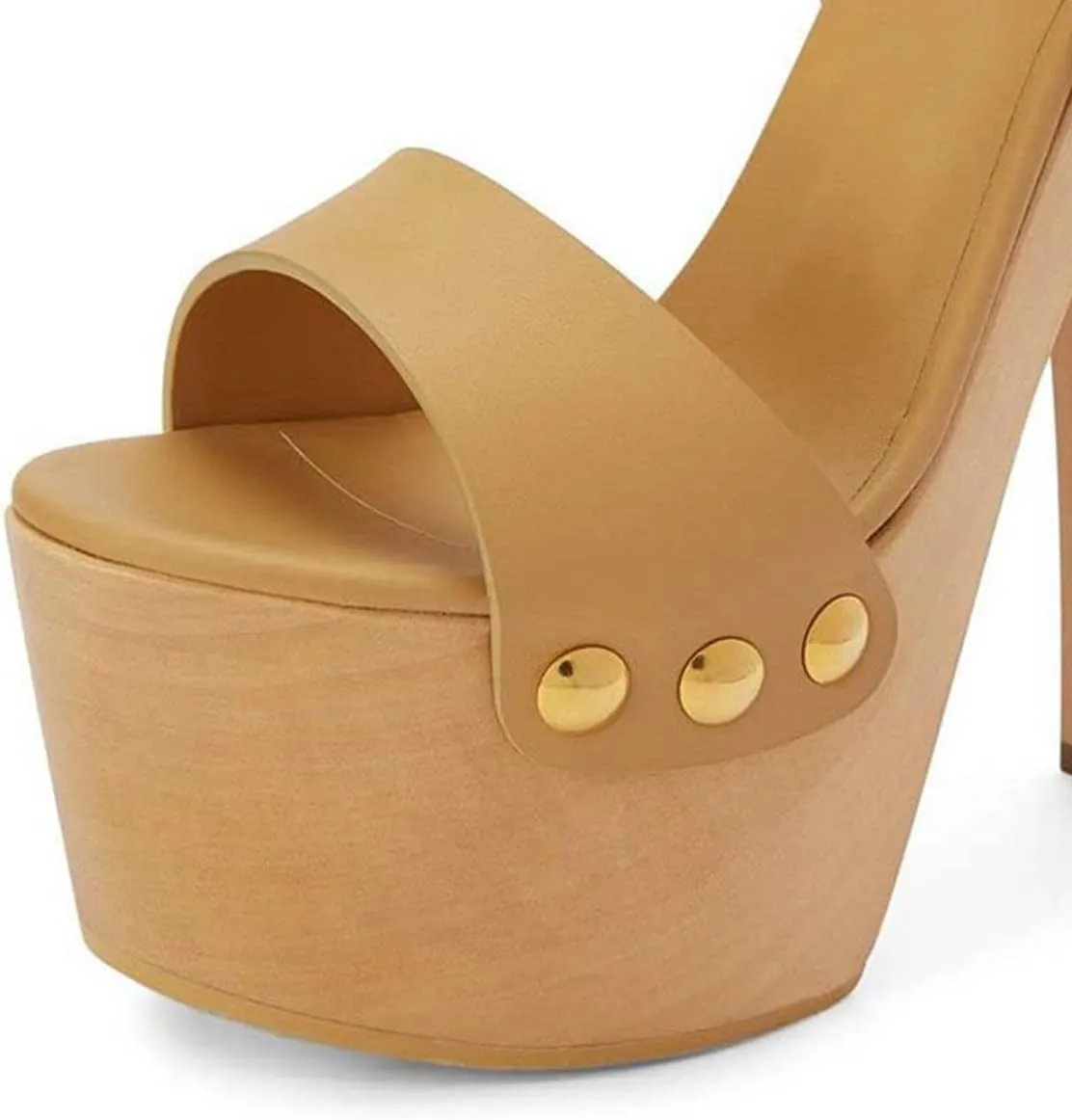 YDN Women's Platform Heeled Sandals Open Round Toe Chunky High Heels Backless Ankle Strap Sexy Casual Shoes for Spring Summer Party Size 4-16 US