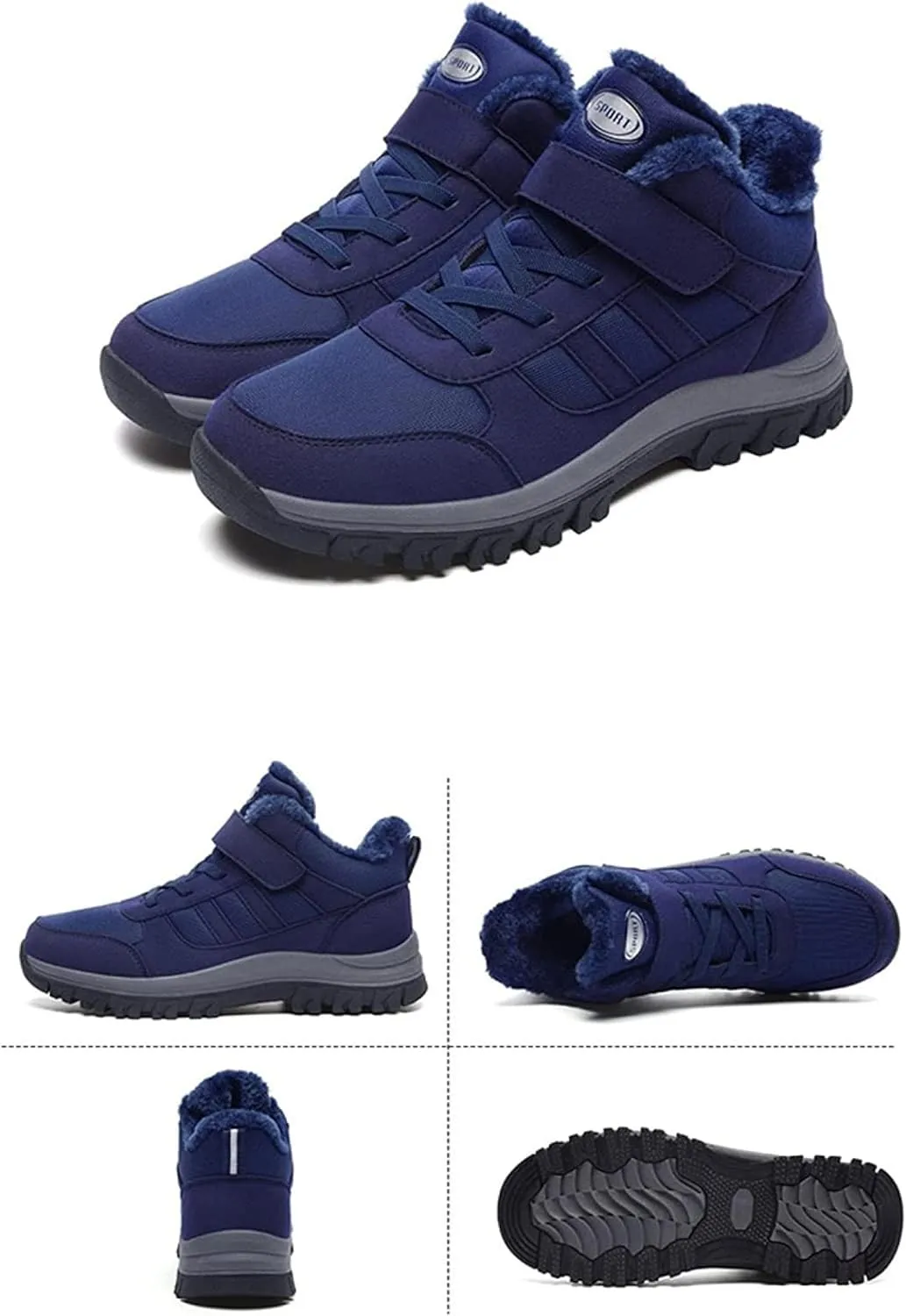 Yiozoi Men's Short Boots Warm Velvet High Top Outdoor Walking Sports Shoes Snow Proof Men's Casual Ankle Snow Boots Non Slip