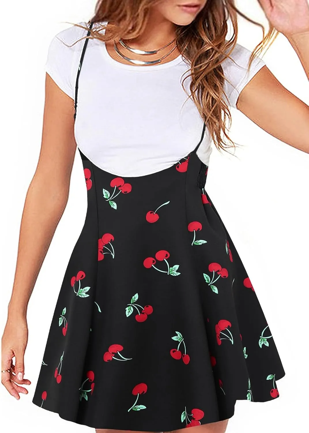 YOINS Women's Suspender Skirt Basic High Waist Versatile Flared Skater Skirt