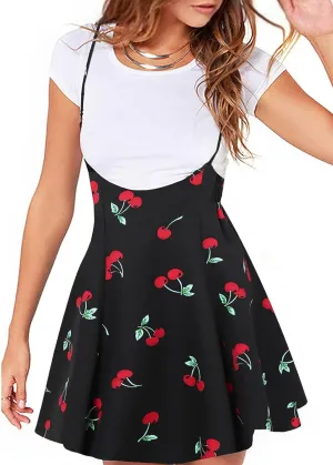 YOINS Women's Suspender Skirt Basic High Waist Versatile Flared Skater Skirt