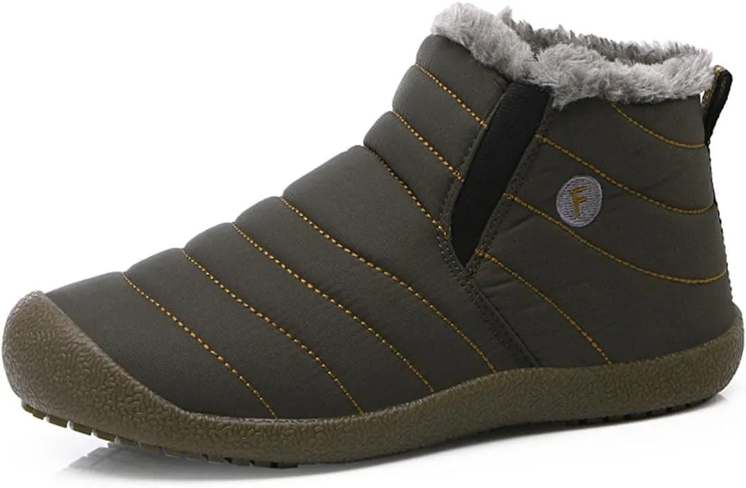 YUKTOPA Winter Snow Boots Slip-on Water Resistant Booties Anti-Slip Lightweight Ankle Boots with Full Fur for Men Women …