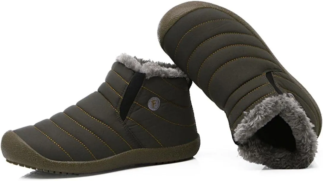 YUKTOPA Winter Snow Boots Slip-on Water Resistant Booties Anti-Slip Lightweight Ankle Boots with Full Fur for Men Women …